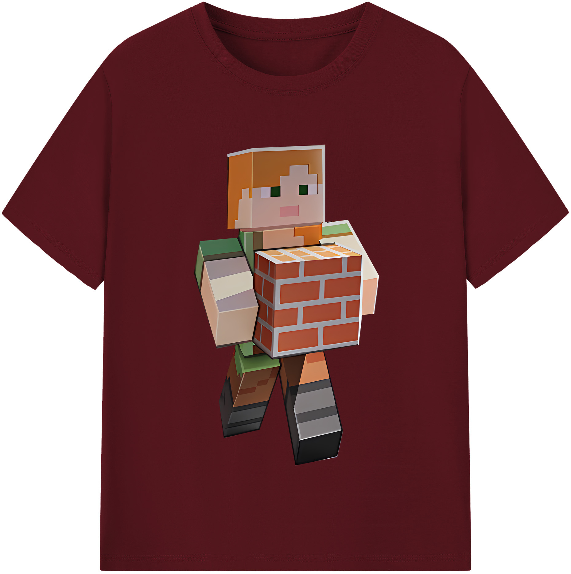 （画像用） マインクラフト ブロックの世界 Minecraft MC Block world 綿100％半袖Tシャツ（フロントプリント）
